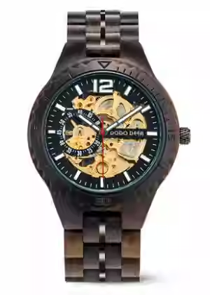 274d7ec2-e345-4ea7-9fba-956c6ea69e41 Wooden openwork mechanical fashion watch