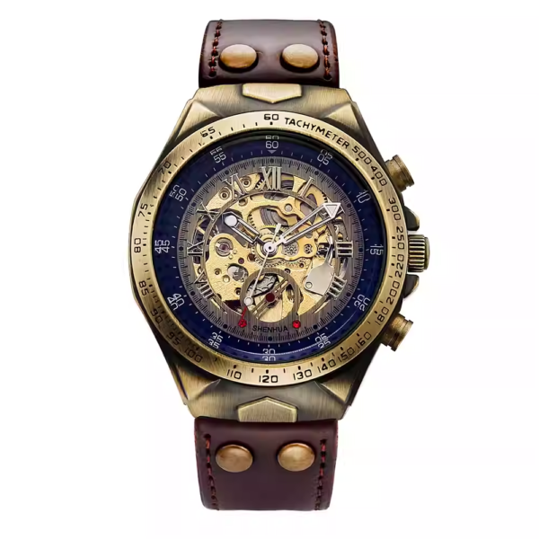 e64f4414-b7f1-4a37-ba61-9d873d3a9bbf New men's automatic mechanical watch, retro double-sided skeletonized, trendy hip-hop style watch.